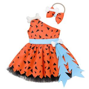 lot 33425 image: Caveman Costume Baby Boy Girl Kids Caveman Cavegirl Costume Historical Stone Age Cave Man Outfit Halloween Fancy Dress Up Birthday Christmas Party Photo Shoot Clothes Girl Orange 12-18 Months