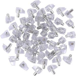 lot 33439 image: Tbestmax 5 mm Clear Shelf Support Pegs Cabinet Clips Holder Plastic Bookcase Self-Locking Pins for Kitchen Furniture Book Shelves 95 pcs