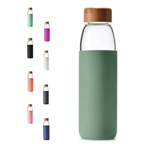 lot 33441 image: Veegoal 25 Oz Borosilicate Glass Water Bottles with Bamboo Lid, BPA-FREE, Non-Slip Silicone Sleeve, and Stainless Steel Leak Proof Lid - Reusable Glass Bottle for Men and Women