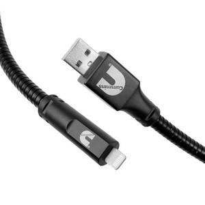 lot 33466 image: Cummins Lightning(R) to USB A Charging Cable CMN4700 Rugged Steel Charging Cord for iPhone MFi Certified Plus Organizer 4ft - Black