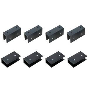 lot 33472 image: Quluxe 8 Pcs Adjustable Clip Clamp Shelf Holder Bracket, Square Aluminum Alloy Glass Clamp Clip Shelf Brackets Holder - Black (Suitable for 10-12 mm Thick Glass)