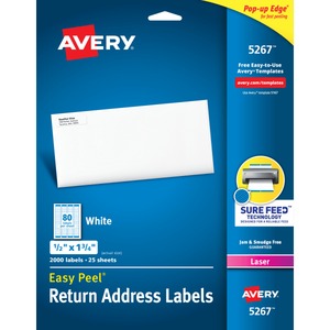 lot 33739 image: Avery 12 x 1-34 Laser Easy Peel Address Labels - White (2000 Per Pack)