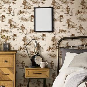 lot 34060 image: QUCHENG Monochrome Wallpaper Chinoiserie Vintage Wall Decal Toile de Jouy Landscape Furniture Decor Removabal Self Adhesive Dresser Sticker Peel and Stick Bedroom Apartment Decoration