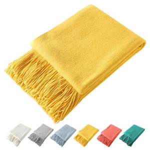 lot 34075 image: Homiest Decorative Knitted Throw Blanket with Fringe Soft & Cozy Tassel Blanket for Couch Sofa Bed (Yellow,50x60)