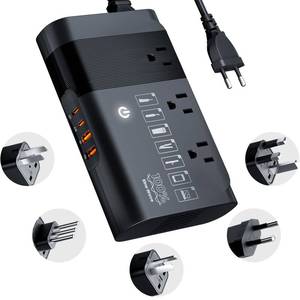 lot 34079 image: DOACE 220v to 110v Voltage Converter for European Travel Max 500W Pure Sine Wave Voltage Converter US to Europe - 220 to 110 International Power Adapter Plug Combo Step Down Transformer Black