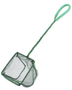 lot 34082 image: Pawfly 4 Inch Aquarium Fish Net with Braided Metal Handle Small Square Net with Soft Fine Mesh Sludge Food Residue Wastes Skimming Cleaning Net for Fish Tanks Small Koi Ponds and Pools