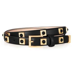 lot 34083 image: WOWOGO Studded Belt for Women Skinny Leather Belt Fashion Punk Thin Ladies Belt for Jeans Pants Dresses