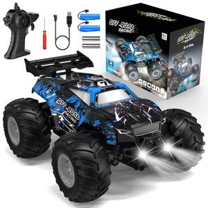 lot 44561 image: Hielse Remote Control Car, All-Terrain Remote Control Truck for Boys, Rechargeable Rc Truck with LED, 120, 10KMH, 2 Motors, 2.4GHZ, Speed Friendly, Sturdy, Rc Cars for Christmas, Kids, Beginner