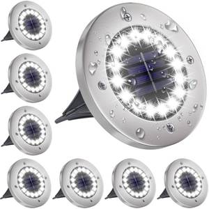 lot 44562 image: NFESOLAR Solar Lights Outdoor with 16 LEDs, Bright Solar Ground Lights Outdoor Waterproof for Yard Garden Lawn Walkway Driveway (White 8 Pack)