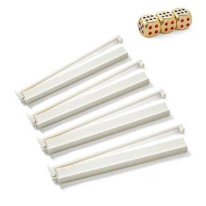 lot 44564 image: TAIKULA Mahjong All-in-One Tile Rack & Pusher, Acrylic Mahjong Combo, Enhanced Mah Jongg Tile Holders Set of 4 with 3 Goldern Dics (Beige White)