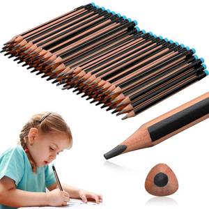 lot 44574 image: Seajan 96 Pcs 2b Jumbo Pencils, Big, Fat, Thick, Triangular Grip 7 Inch Large Pencils Refill with Eraser for Beginners Office Christmas Gifts(Black)