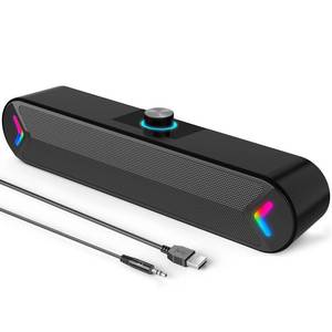 lot 44578 image: LENRUE Computer Speakers,Wired USB-Powered Sound-bar with 10W Stereo Sound for PC Desktop,Plug-n-Play (A39PRO Black)