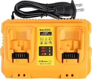 lot 44581 image: TeenPower 1220V Max Battery Charger Replacement for Dewalt DCB102 Compatible with 12V 20V Max Lithium Battery DCB124 DCB203 DCB204 DCB606, 2-Port Simultaneous Charging