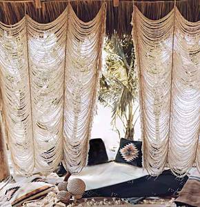 lot 33166 image: Macrame Curtain Boho Curtain Doorway Window Wall Decor Fiber Yarn Art Craftsmanship Bedroom Headboard Decor, 59 W x 75 H(1 Panel) - Retail $42