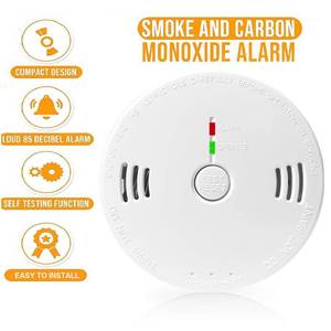 lot 33167 image: Combination Smoke and Carbon Monoxide Detector Alarm, 2-Pack Beeps Warning Smoke and CO Alarms for Basements Travel Home Office House Bedroom Living Room Car, Battery Operated, Comply with UL 2172034 - Retail $27
