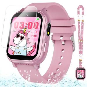 lot 33171 image: Waterproof Smart Watch for Kids Gift for Girls Age 5-12 with 32 Games, Dual Camera, Habit Tracking, Music Player, Video, Alarm Clock, HD Touchscreen Kids Smart Watch Birthday Toys for 3-12 Year Old - Retail $40