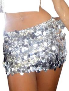 lot 33174 image: Justalwart Womens Sequin Skirt High Waisted Bodycon Mini Glitter Silver Skirts (US 0-2) - Retail $26