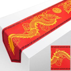 lot 33204 image: Chinese Dragon Printed Table Runner 11 Inch x 5.9 ft Asian Table Runner Chinese Party Decorations for Spring Festival Party Supplies Kitchen Dining Decoration(4 Pcs)