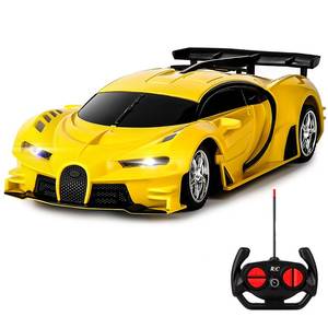 lot 33212 image: Remote Control Car, Rechargeable High Speed Drift RC Cars Toys for Kids Boys Girls Age 6 7 8-12,118 Super Vehicle with Headlight Yellow Racing Hobby Xmas Birthday Gift for Kid