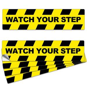 lot 33218 image: 2Pcs 20 x 5 Inch Watch Your Step Stickers Tape, Watch Your Step Sign, Self Adhesive Anti Slip Water Resistance Decals Caution Vinyl Decal for Safety Indoor Outdoor Workplace Wet Floor
