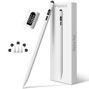 lot 33230 image: iPad Apple Pencil 2025-2018, LED Power Display Dual-Tip Stylus Pen with 3X Fast Charge, Compatible for iPad A16 11109876, Pro 1112.913M4, Air M3M2543, Mini 765 - Retail $20