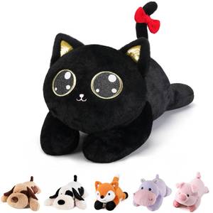 lot 33237 image: Black Cat Weighted Stuffed Animals - 28 Inch 5.0 Pounds Weighted Plush Cat Stuffed Animal - Large Kitten Toys Pillow - Cute Plush Toys Gifts for Kids & Adults (28 5.0 lbs) - Retail $43