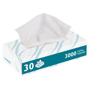 lot 33239 image: Morcon Valay Facial Tissue Paper  Soft, Absorbent Hand and Face Wipes, Premium Facial Tissues Boxes for Personal Care, 30 Pack of White 2-Ply Tissues  100 sheets Per Box - Retail $30