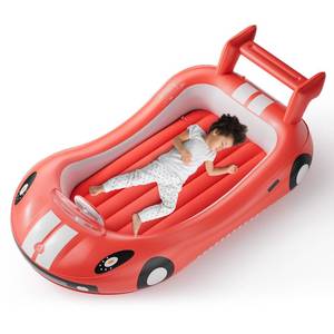 lot 33243 image: QPAU Inflatable Kids Bed, Toddler Travel Bed with Sides, Portable Toddler Bed for Kids Under 47 inch in Height, for Camping, Traveling, Hotel, or Home Use, Hand Pump Included - Retail $80