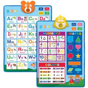 lot 33244 image: Global Printed Products Electronic Interactive Educational Wall Chart Posters for Kids, Toddlers - Learn ABCs, Colors, Shapes, Numbers, Music (Pack of 2)