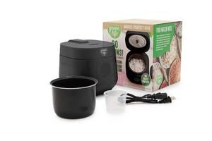 lot 33245 image: Digital Rice Cooker, 2-Cups Uncooked4-Cups Cooked, Removable Nonstick Ceramic PFAS-Free Pot, One-Touch Presets, Oats, Quinoa, Brown Rice, Auto Keep Warm, Fuzzy Logic Tech, 1.5QT, Black - Retail $42