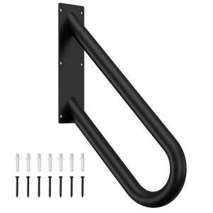 lot 33252 image: Handrails for Outdoor Steps, 18 Inch Stair Railing, Wall Mount 1 to 3 Steps for Kids, Elderly, Pregnant Women, U Shaped & Matte Black, Easy Installation