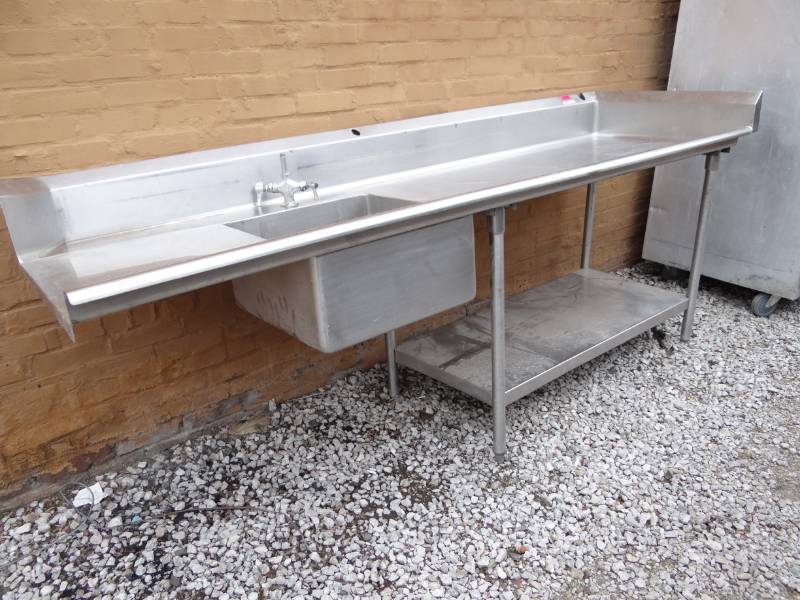lot 7387 image: Single Bay Stainless Sink with Storage Underneath