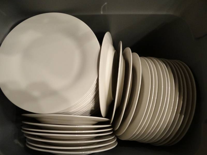 lot 7412 image: Lot of (50) 10 12 Dia White Royal Norfolk Dinner Plates