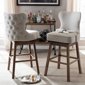 lot 27830 image: Gradisca Modern And Contemporary Wood Finishing Upholstered Barstools Set Of 2 Light Beige - Baxton Studio -Retail- $328.00
