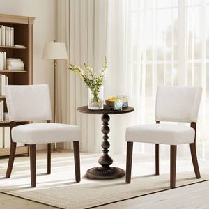 lot 27850 image: COLAMY Mid Century Modern Dining Chairs Set of 2, Upholstered Kitchen Chairs with Back, Farmhouse Fabric Side Dining Room Chairs with Wood Legs for Dining Room Kitchen Restaurant, Beige -Retail- $150