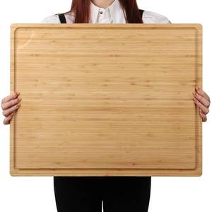 lot 27871 image: Extra Large 100% Organic Bamboo Cutting Board, 24x18 Inch Butcher Block ChoppingCarving Board with Handle and Juice Groove for Turkey, Meat, Vegetables, BBQ (XXL, 24 x 18��