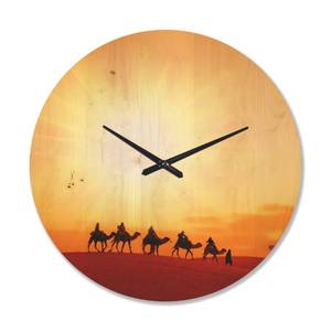 lot 27907 image: DesignQ Camel Caravan in Sahara Dessert  Modern Wood Wall Clock Large Decorative CottageCountry Wall Clock Oversized Wood Clocks for Living Room D�cor