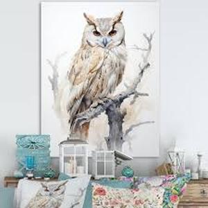 lot 27823 image: Wise and Watchful Majestic Owl V Canvas Print