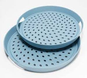 lot 27861 image: Henning Lee 2-Piece Medium And Large Round Serving Trays