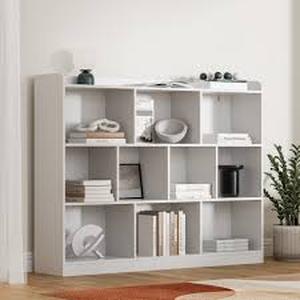 lot 27862 image: Ebern Designs Cube Bookshelf - Wood Bookcase with 3 Tier Opening
