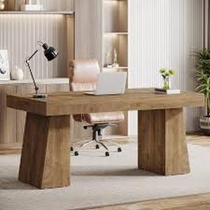lot 27882 image: Wolbach 55 Inches Executive Desk with Double Trapezoid Base