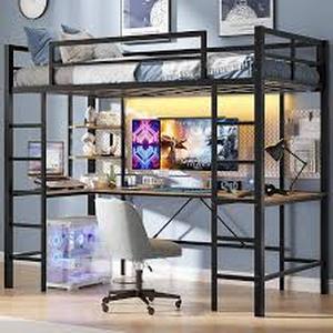 lot 27906 image: Loft Bed with Desk and Charging Station