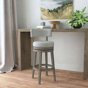 lot 27817 image: Hillsdale Furniture Lawton Wood Swivel Upholstered Counter Stool -Retail- $269.99