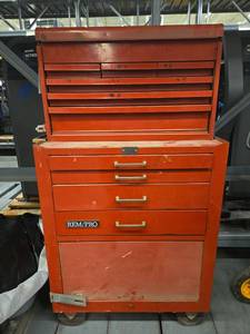 lot 4387 image: RemPro Red Metal Tool Cabinet with Multiple Drawers