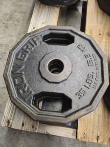 lot 6242 image: (3) Iron Grip 35lb Weightlifting Plates&nbsp