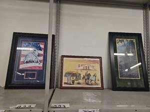lot 8927 image: Collection of Patriotic and Desert Scene Artwork