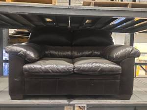lot 18407 image: Contemporary Black Leather Sofa