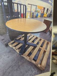 lot 18410 image: Industrial Round Caf� Tables with Metal Base