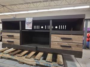 lot 20235 image: Modern Entertainment Center with Rustic Drawers