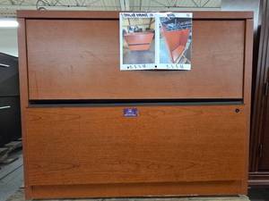 lot 20239 image: Wood Filing Cabinet with Hutch